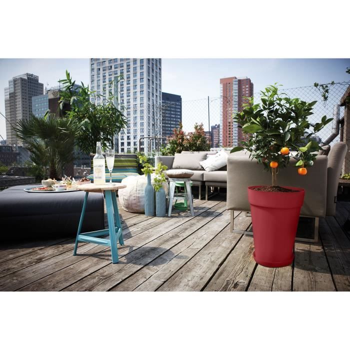 Vaso da fiori - Elho - Loft Urban Round - Altezza 35 - Rosso - L 34 x P 33,5 x H 45 cm - Esterno - 100% riciclato