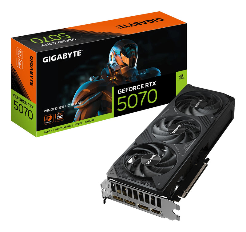 GIGABYTE GeForce RTX 5070 WINDFORCE OC SFF 12G Scheda Grafica - 16GB GDDR7, 256 bit, PCI-E 5.0, 2542 MHz Core Clock, 3 x DP 2.1a, 1 x HDMI 2.1b, NVIDIA DLSS 4, GV-N5070WF3OC-12GD