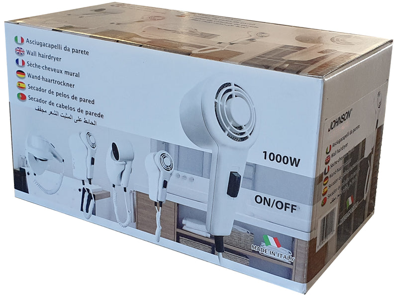 Asciugacapelli da Parete 1000W Professionale Versatile Hotel Casa Resistente