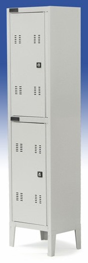 Armadio sovrapposto per spogliatoio a 2 vani in versione verniciata monoblocco cm. 38x47x180h