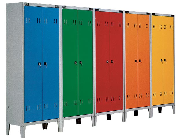 Armadio sovrapposto per spogliatoio a 2 vani in versione verniciata monoblocco cm. 38x47x180h