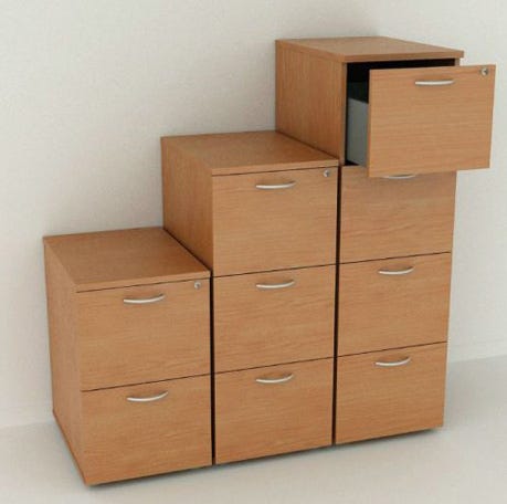 Classificatore in legno con 2 cassetti per cartelle sospese cm. 49x55x73,2h