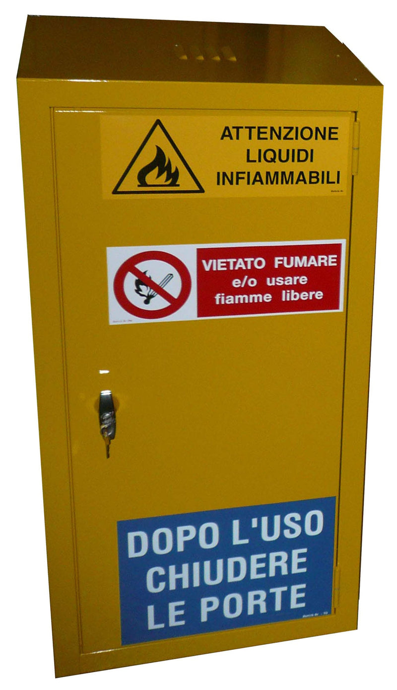 Armadio di sicurezza monoblocco di stoccaggio per prodotti infiammabili, comburenti e vernici cm. 53x50x100h