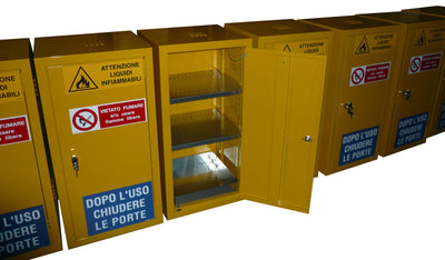 Armadio di sicurezza monoblocco di stoccaggio per prodotti infiammabili, comburenti e vernici cm. 53x50x100h
