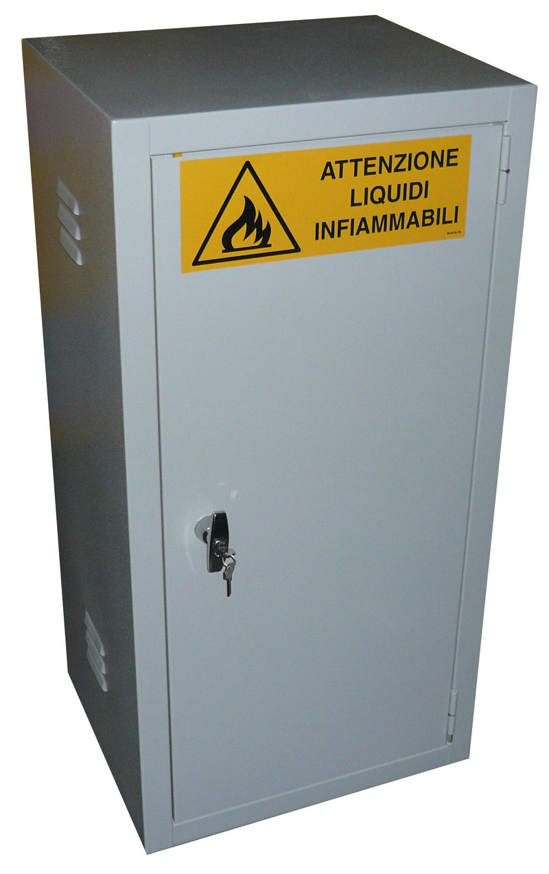 Armadio per stoccaggio per prodotti infiammabili e comburenti realizzato in lamiera di acciaio sp. 10/10 monoblocco cm. 50x42x100h