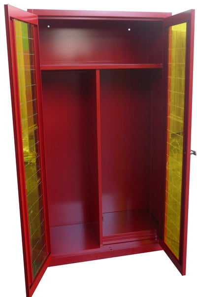 Armadio per dispositivi di protezione individuale in lamiera verniciata sp. mm. 8/10 con ante battenti safe crash e serratura cm. 100x50x185h