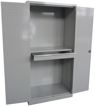 Armadio metallico monoblocco con ante e schienale in lamiera forata sp. 10/10 cm. 100x50x200h