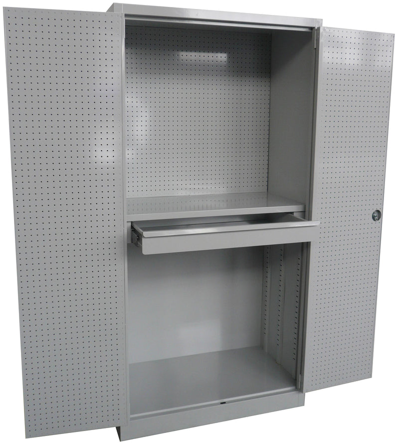 Armadio metallico monoblocco con ante e schienale in lamiera forata sp. 10/10 cm. 100x50x200h