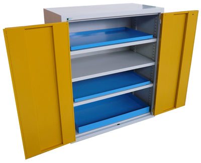 Armadio basso in lamiera per officine con ante a battente fornito monoblocco cm. 100x50x100h