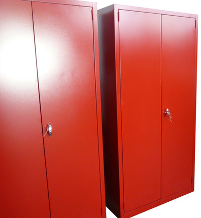 Armadio colore rosso per dispositivi di protezione individuale con 2 ante a battente e serratura cm. 100x40x200h