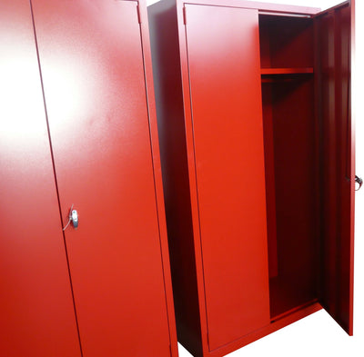Armadio colore rosso per dispositivi di protezione individuale con 2 ante a battente e serratura cm. 100x40x200h