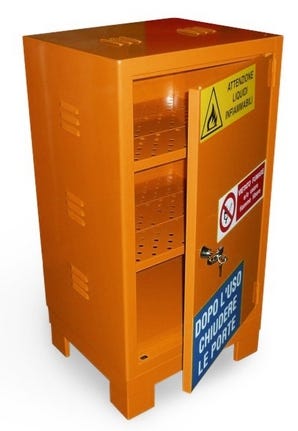 Armadio monoblocco in lamiera sp. 10/10 per stoccaggio prodotti infiammabili cm. 50x55x100h