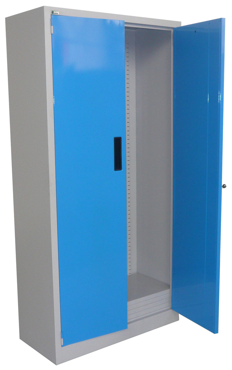 Armadio metallico monoblocco verniciato per officina con ante a battente e 4 ripiani regolabili cm. 100x50x200h