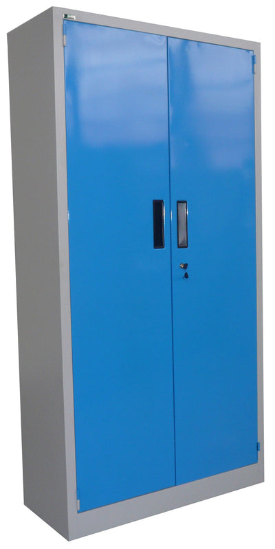 Armadio metallico monoblocco verniciato per officina con ante a battente e 4 ripiani regolabili cm. 100x50x200h