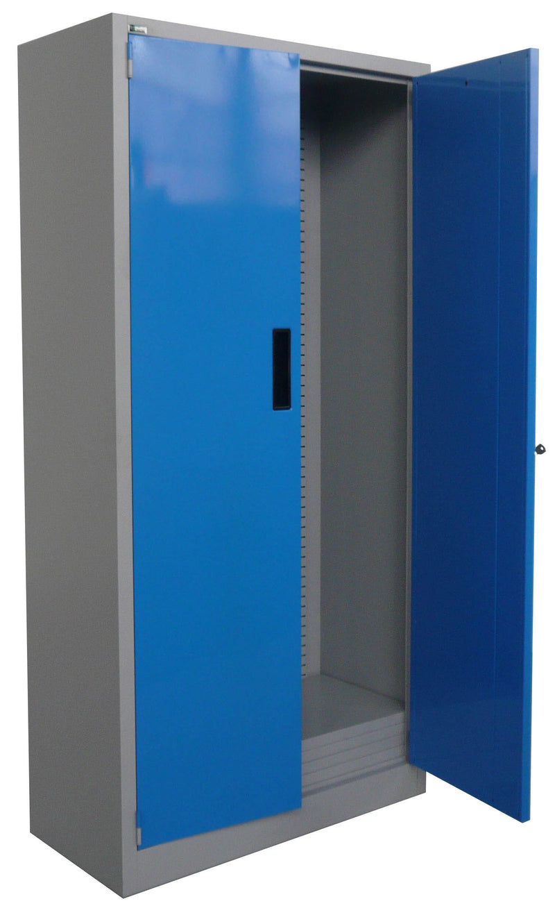Armadio metallico monoblocco verniciato per officina con ante a battente e 4 ripiani regolabili cm. 100x50x200h