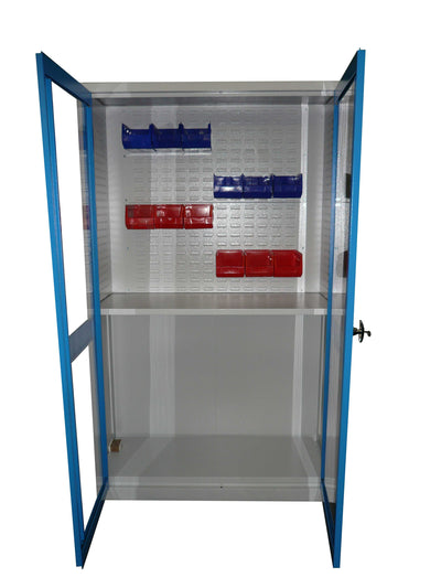 Armadio da officina in lamiera con ante battenti in policarbonato fornito montato cm. 100x50x200h