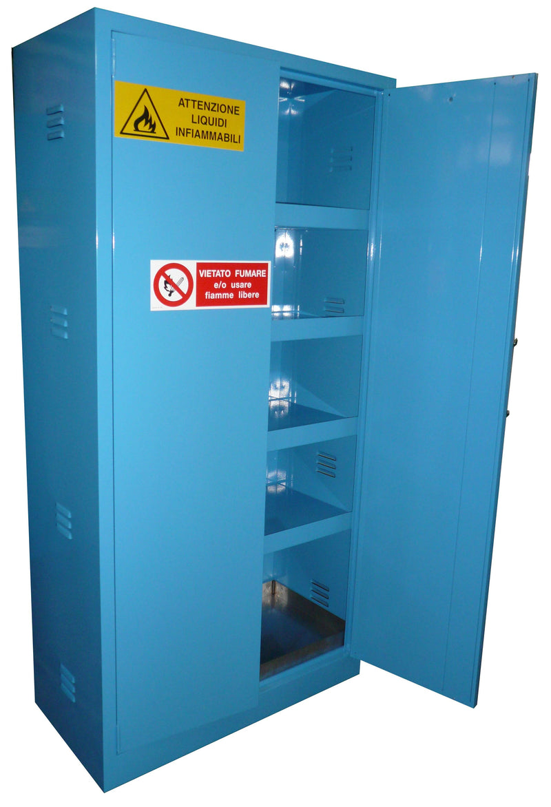 Armadio di sicurezza monoblocco per prodotti fitosanitari in lamiera sp. 10/10 cm. 100x55x200H