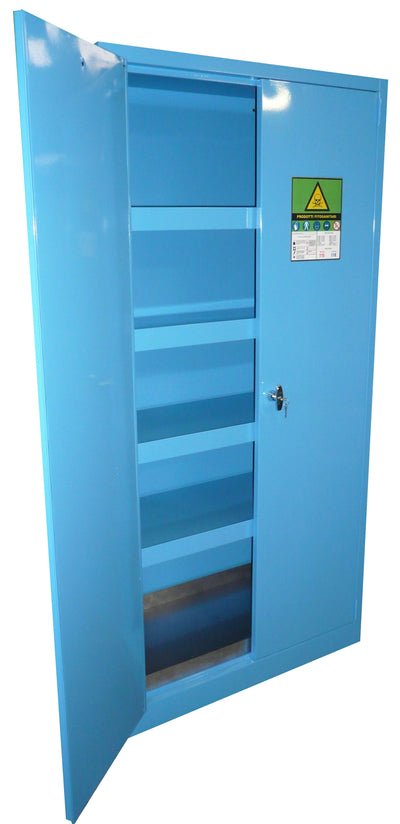 Armadio di sicurezza monoblocco per prodotti fitosanitari in lamiera sp. 10/10 cm. 100x55x200H