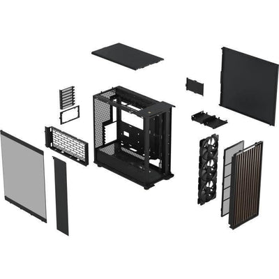 Case per PC - FRACTAL DESIGN - North XL Charcoal Black TG Dark - FD-C-NOR1X-02 - E-ATX - Design elegante in legno e lega