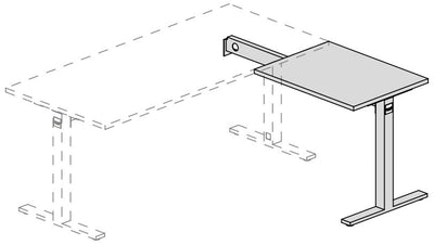 Allungo laterale per scrivania OFFICE con gamba a "T" in metallo prof. 60 cm.