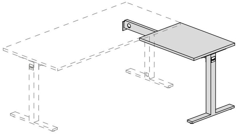 Allungo laterale per scrivania OFFICE con gamba a "T" in metallo prof. 60 cm.
