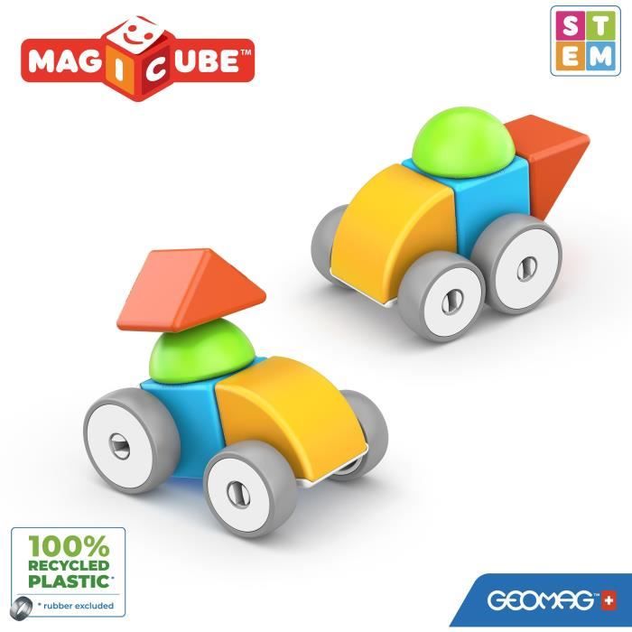 Blocchi magnetici - GEOMAG - Magicube 308 - 10 pezzi - Varie forme - Veicoli - Plastica riciclata