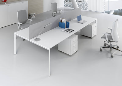Composizione scrivanie da 4 persone da ufficio cm. 280/320/360/400x165x74h