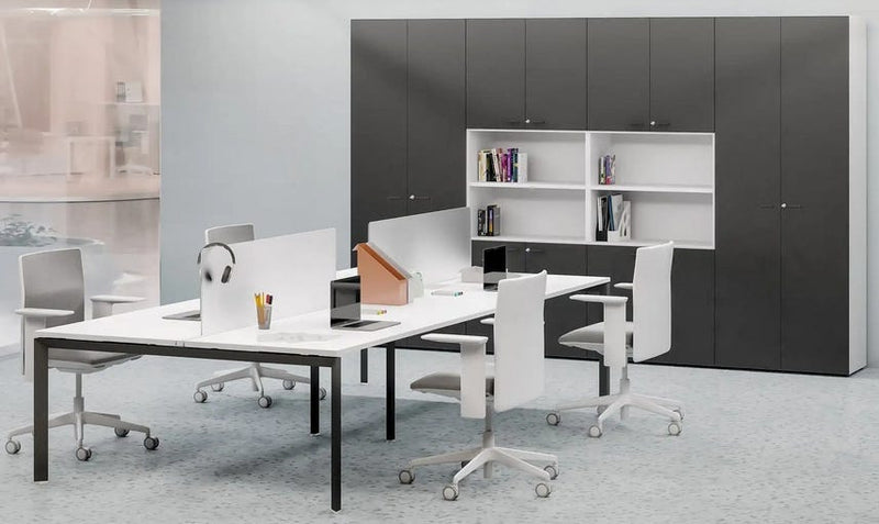 Composizione scrivanie da 4 persone da ufficio cm. 280/320/360/400x165x74h
