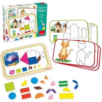 Gioco educativo - GOULA - Scatola con forme magnetiche - 12 attività con 24 pezzi in legno