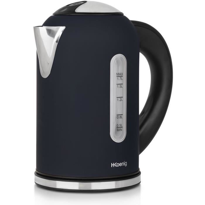 Bollitore programmabile - HKoeNIG - Boe56 - 1,7 L - 2200 W - Temperatura regolabile - Schermo LCD - Blu notte opaco e acciaio inossidabile