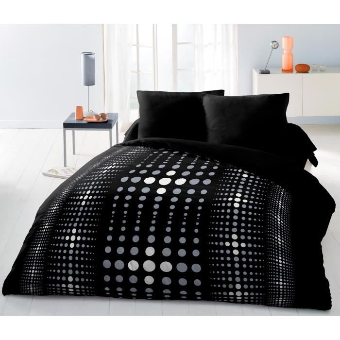 Copripiumino STEEVY in microfibra 220x240 cm e 2 federe 63x63 cm Nero
