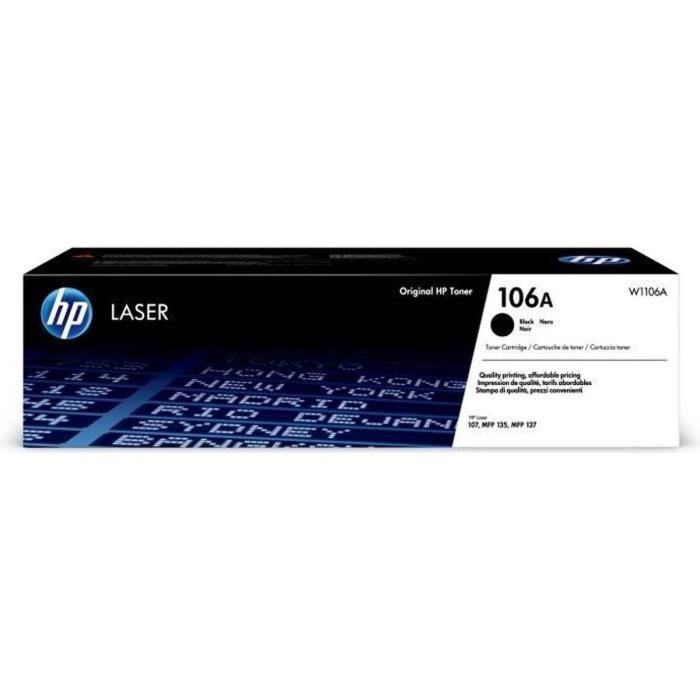 Cartuccia toner nero originale HP 106A W1106A per stampanti HP Laser 107 e multifunzione HP Laser 135/137