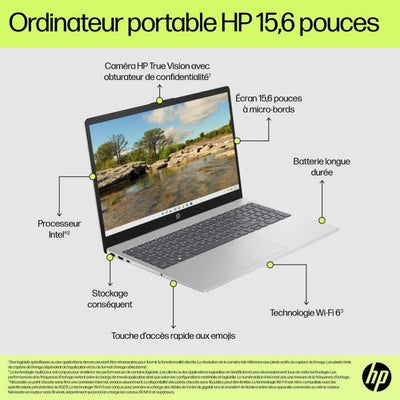 PC portatile HP 15-fd0101nf - Windows 11 - 15.6 FHD - Core i3-N305 - 8 GB di RAM - 512 GB di spazio di archiviazione SSD - AZERTY
