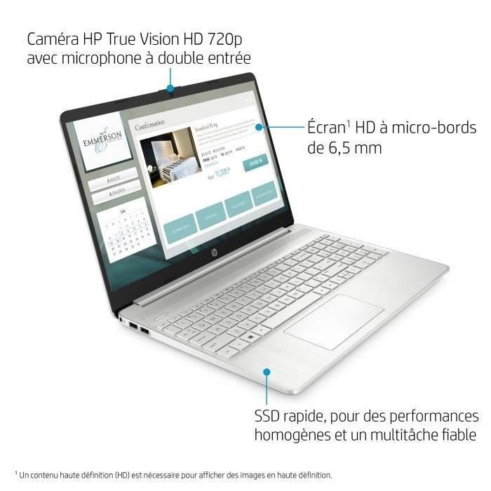 PC portatile HP 15s-eq2090nf - 15 FHD - AMD Ryzen 7-5700U - 16GB RAM - 512GB Storage - Windows 11 - Argento - AZERTY