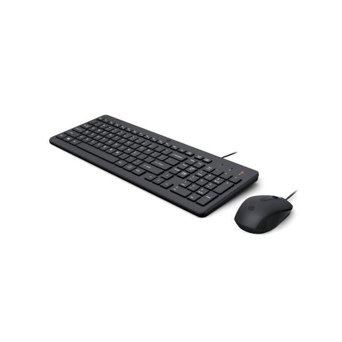 Tastiera e mouse cablati HP 150 Nero, AZERTY, precisa ed ergonomica, tastiera silenziosa, tasti ultrapiatti per una digitazione veloce