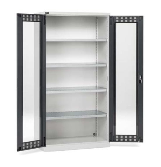 Armadio metallico con 4 piani con porte in policarbonato cm. 102,3x55,5x200h