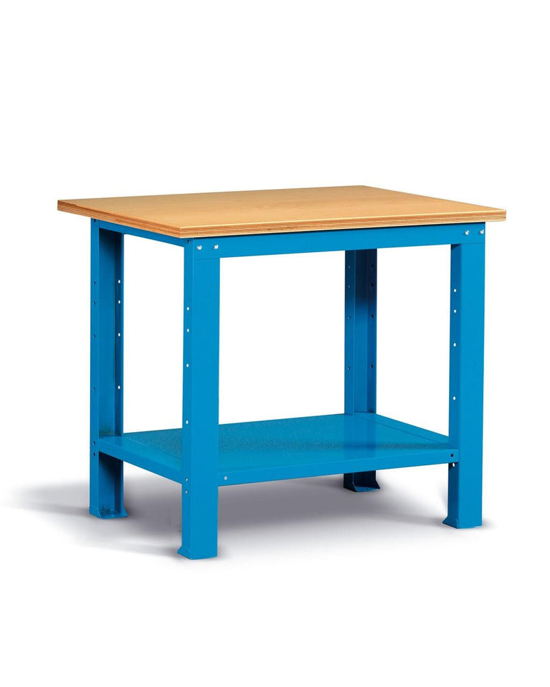 Banco lavoro in acciaio verniciato e piano superiore in faggio cm. 102,4x75x88h