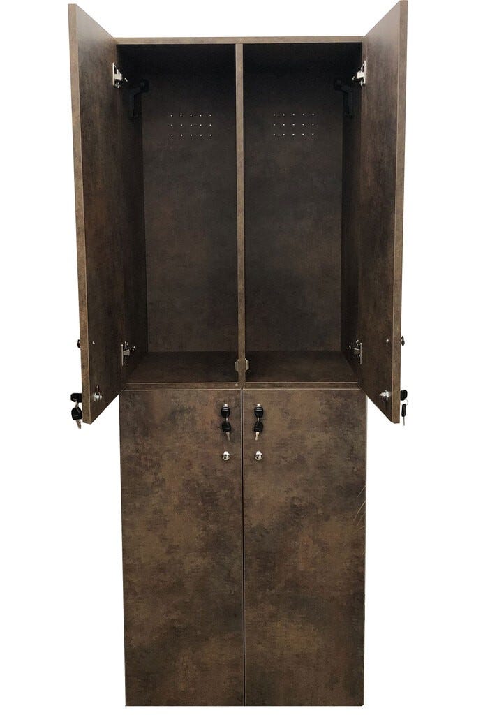 Armadietto spogliatoio in legno a 4 ante battenti cm. 70x47x193/200h