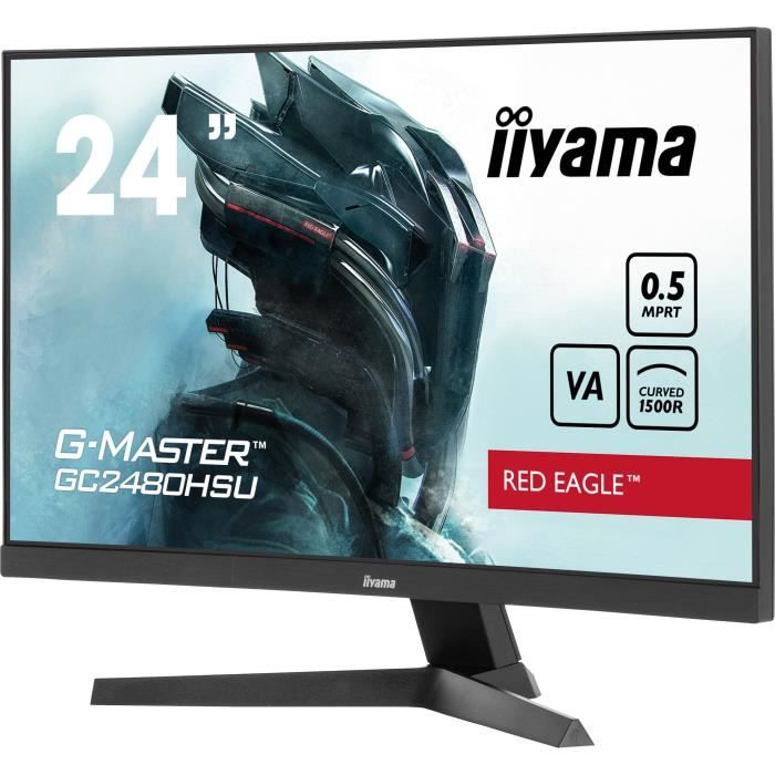 Monitor curvo per PC da gioco - IIYAMA - G-MASTER RED EAGLE GCB2480HSU-B1 - 24 - VA curvo - FHD - 0,5 ms - 180Hz