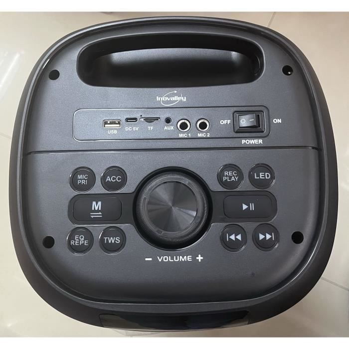 Cassa karaoke - INOVALLEY - RGB - 800 Watt - Bluetooth V5.0 - Microfono wireless incluso - Durata della batteria da 2 a 3 ore - LED