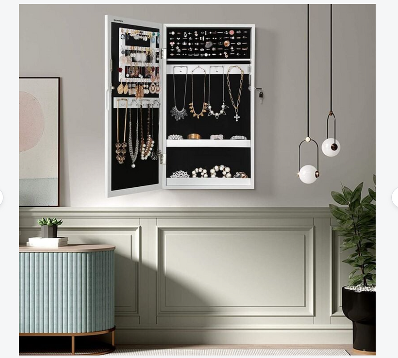 Armadio per gioielli a muro chiudibile a chiave con specchio - H67 cm