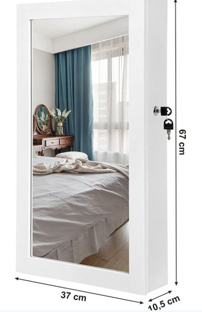 Armadio per gioielli a muro chiudibile a chiave con specchio - H67 cm