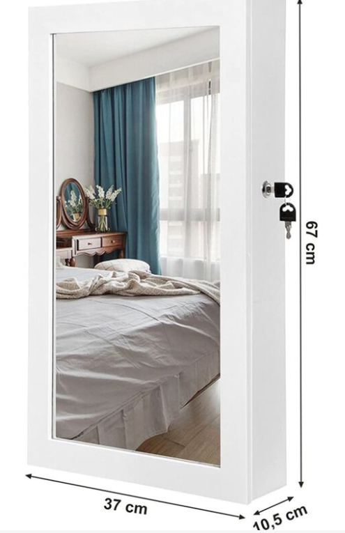 Armadio per gioielli a muro chiudibile a chiave con specchio - H67 cm