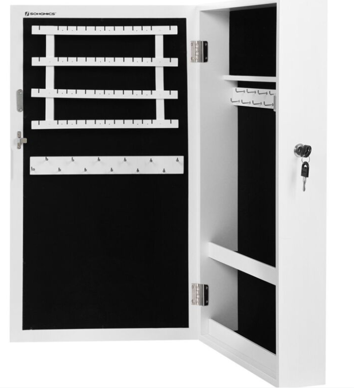 Armadio per gioielli a muro chiudibile a chiave con specchio - H67 cm