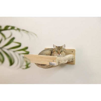 Amaca da parete per gatti - KERBL - TIMBER - 38 x 33,5 x 16 cm - Legno massiccio - Tessuto felpato