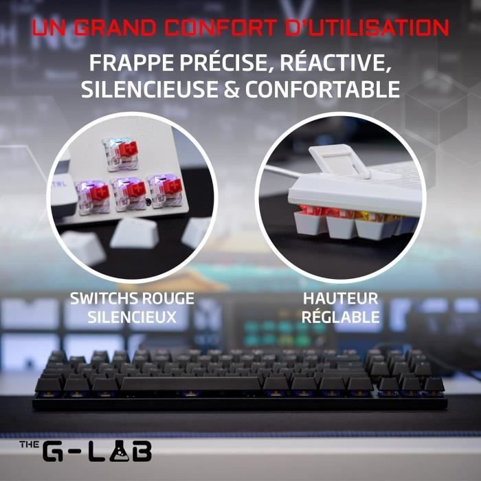 Tastiera giocatore - The G -lab - keyz -mercury -b/fr - meccanica - tkl - nero