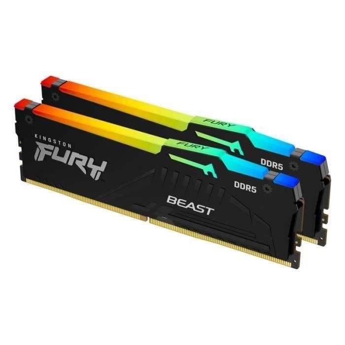 Memoria RAM - KINGSTON - FURY Beast - RGB - 32 GB (2 x 16 GB) - DDR5 - 5600 Mhz CL40 - (KF556C40BBAK2-32)