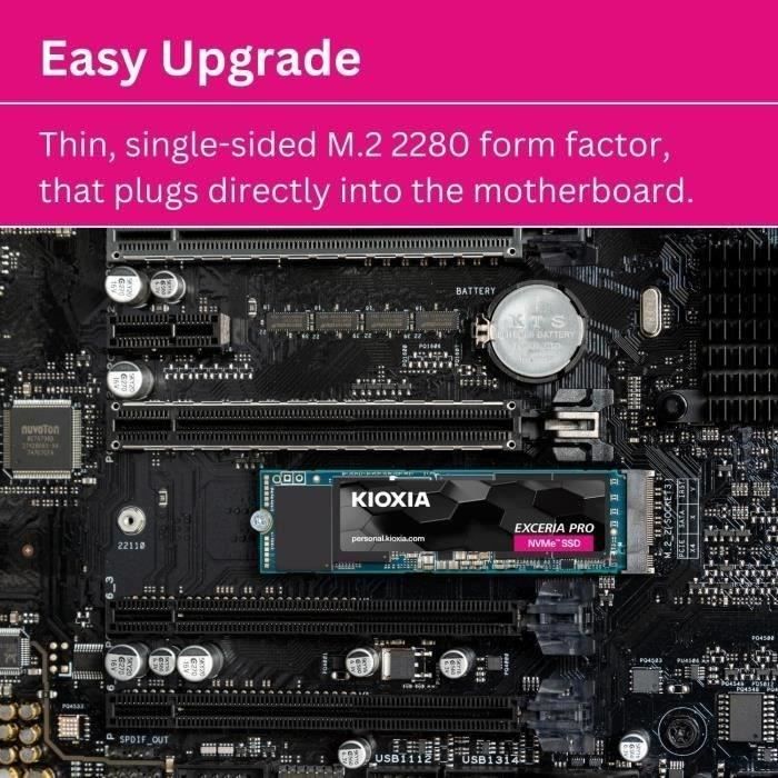 SSD - KIOXIA - EXCERIA PRO - 2 TB, M.2, 7300 MB/s in lettura, 6400 MB/s in scrittura, per laptop