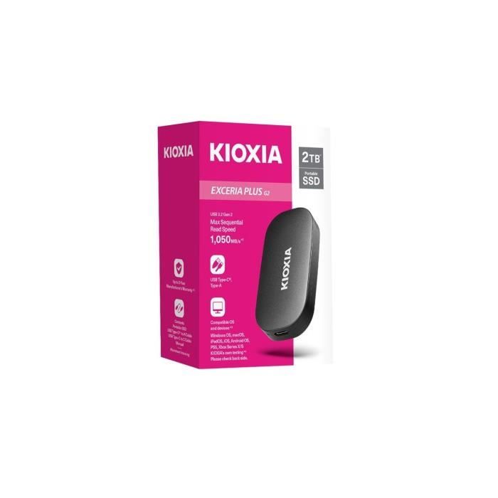Disco rigido SSD esterno - Kioxia - SSD portatile EXCERIA Plus G2 - 1 TB - USB 3.2 Gen 2 / USB 3.2 Gen 1 / USB 2.0