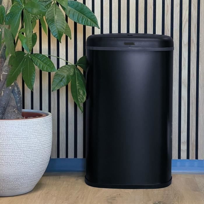 Pattumiera da cucina automatica - LOGAN - KITCHEN MOVE - 58 L - Acciaio inossidabile nero opaco con bordo